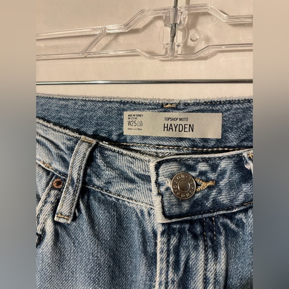 TopShop MOTO Super Ripped Distressed Loose Fit Hayden Boyfriend Jeans Sz 25 #64 - Picture 5 of 5